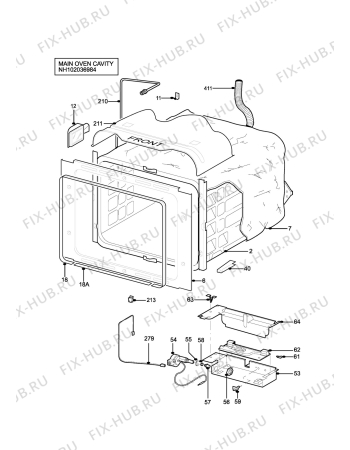 Взрыв-схема плиты (духовки) Parkinson Cowan SIG450WN - Схема узла H10 Main Oven Cavity (large)